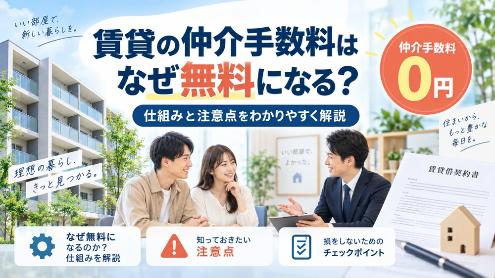 賃貸の仲介手数料はなぜ無料になる？仕組みと注意点をわかりやすく解説の画像