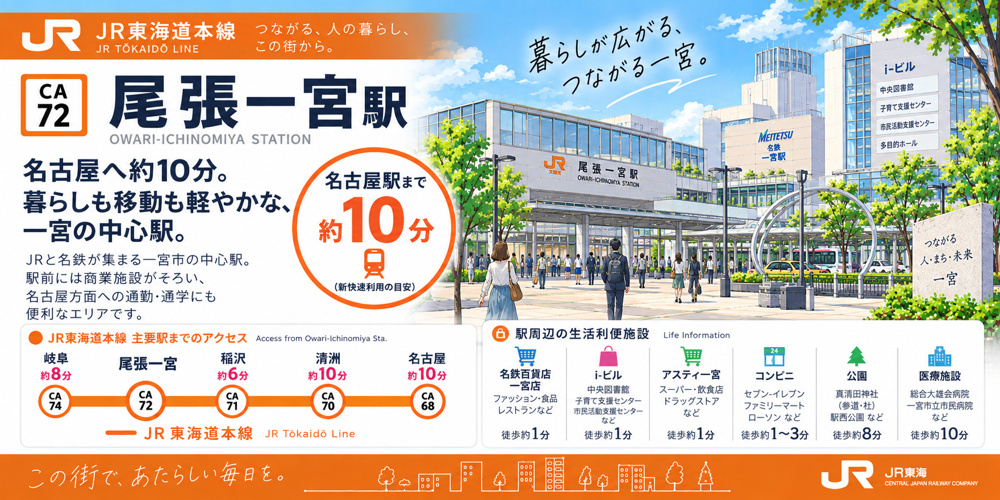 JR東海道本線「尾張一宮駅」は住みやすい？名古屋10分・名鉄・駅前利便を解説の画像