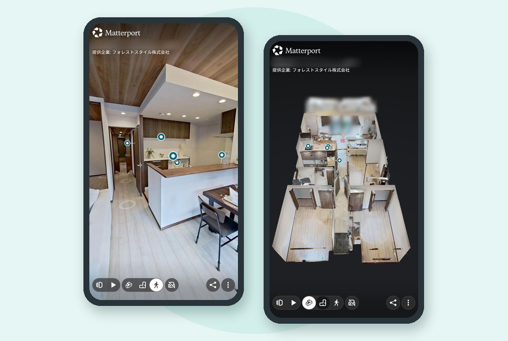 すまいウォークの3D内見をスマホで見ている画面