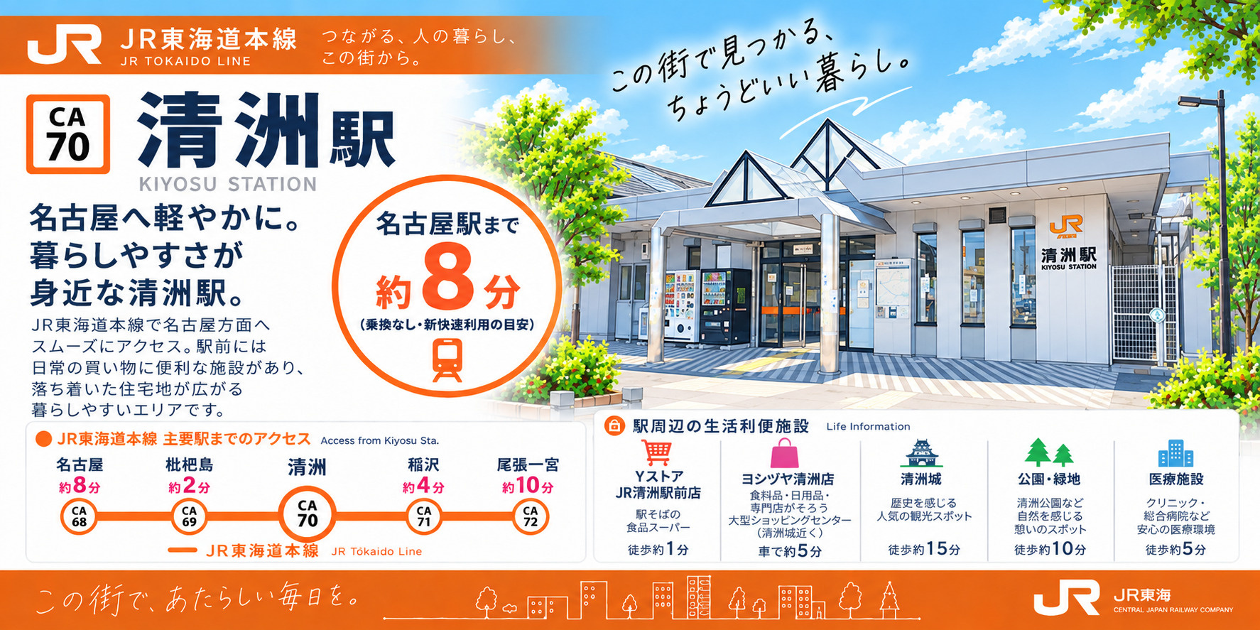 JR東海道本線「清洲駅」は住みやすい？名古屋8分・清洲城・駅前整備を解説の画像
