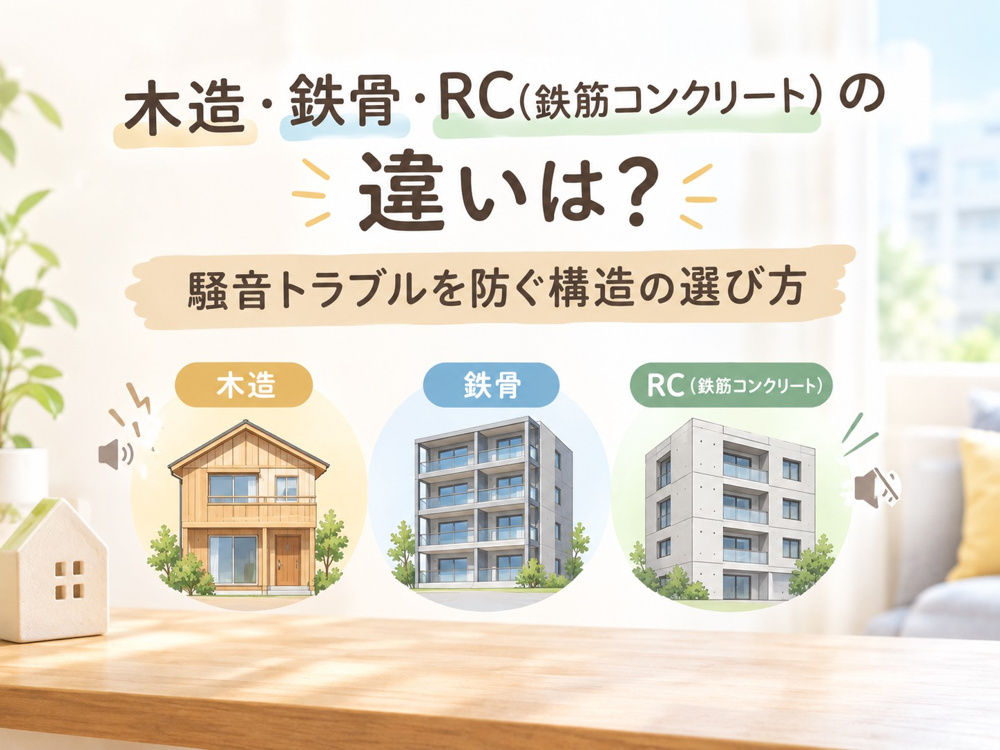 木造・鉄骨・RC（鉄筋コンクリート）の違いは？騒音トラブルを防ぐ構造の選び方の画像