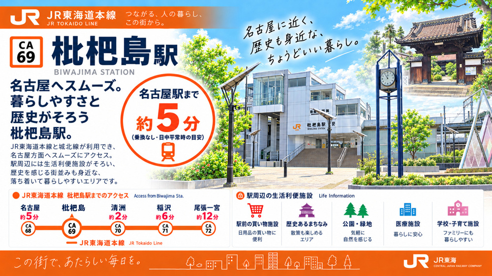 JR東海道本線「枇杷島駅」は住みやすい？名古屋5分・城北線・買い物環境を解説の画像