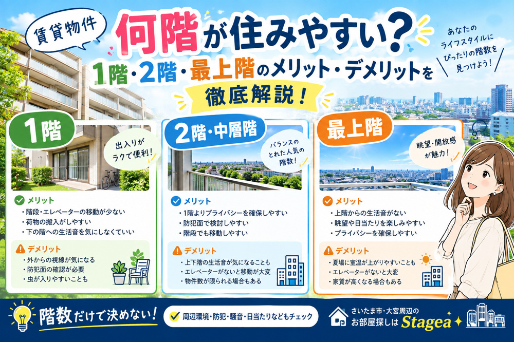 【賃貸物件】何階が住みやすい？1階・2階・最上階のメリット・デメリットを徹底解説！の画像