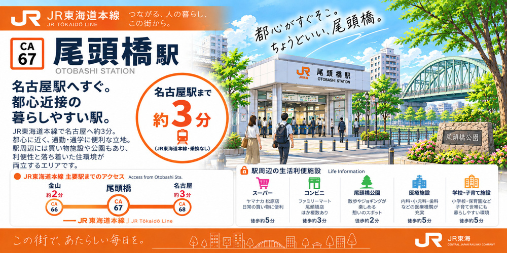 JR東海道本線「尾頭橋駅」は住みやすい？名古屋3分・金山2分・住環境を解説の画像