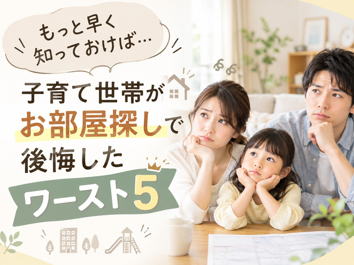 「もっと早く知っておけば…」子育て世帯がお部屋探しで後悔したワースト5の画像