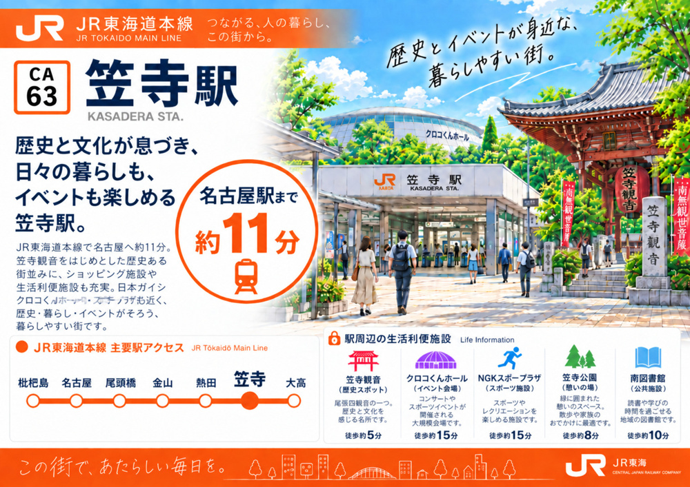 JR東海道本線「笠寺駅」は住みやすい？金山7分・南区役所・イベント施設を解説の画像