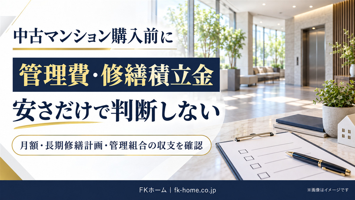 中古マンションの管理費・修繕積立金は安い方がいい?購入前に確認したいポイントの画像