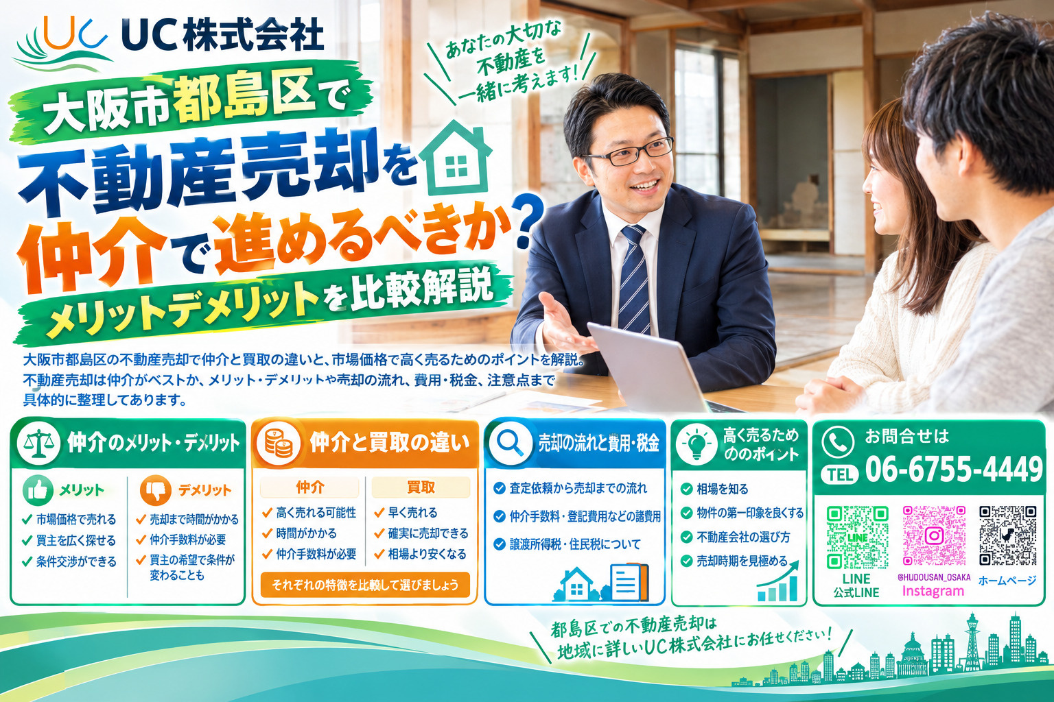 大阪市都島区で不動産売却を仲介で進めるべきか？メリットデメリットを比較解説の画像
