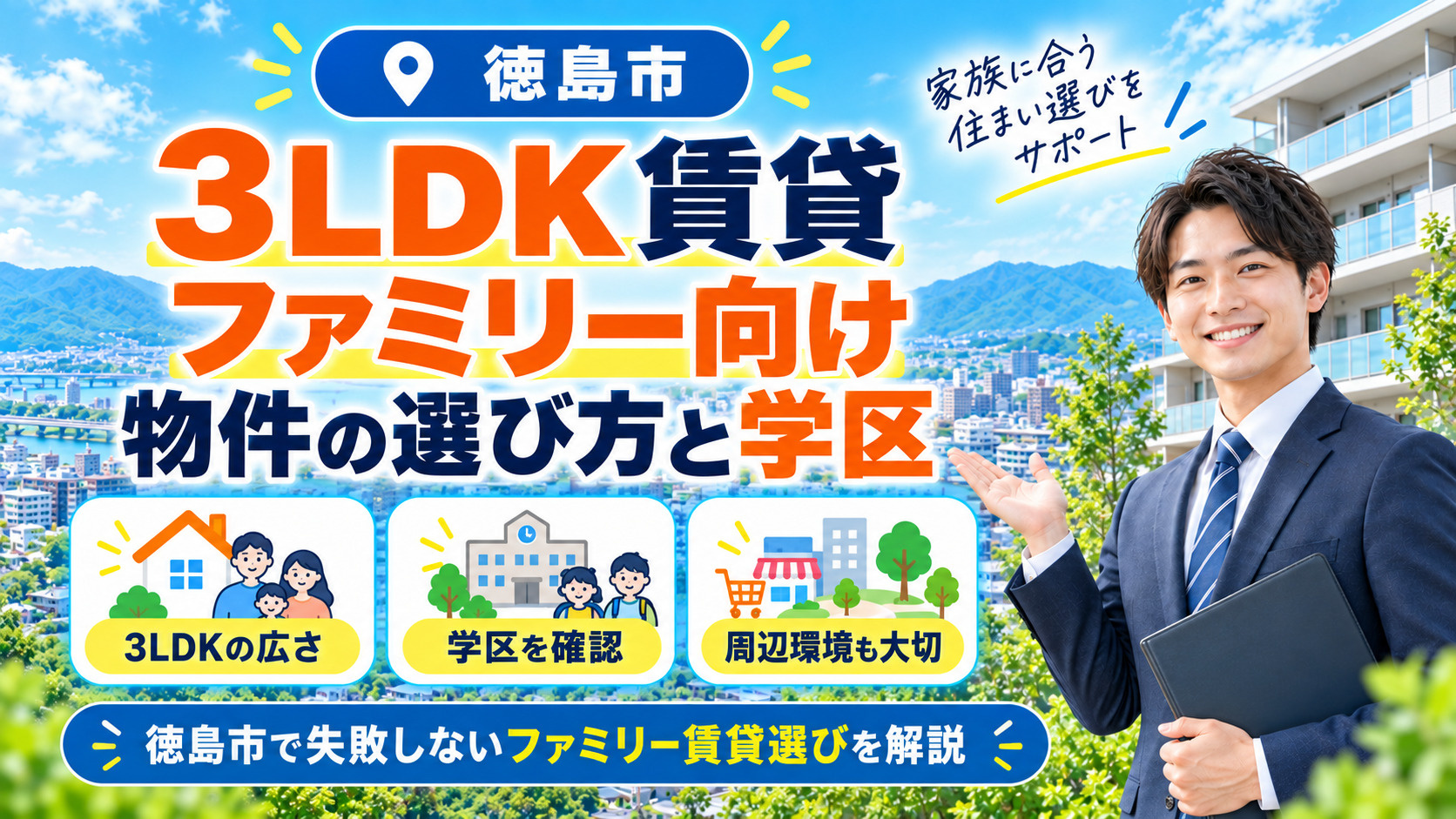 徳島市の3LDK賃貸|ファミリー向け物件の選び方と学区の画像