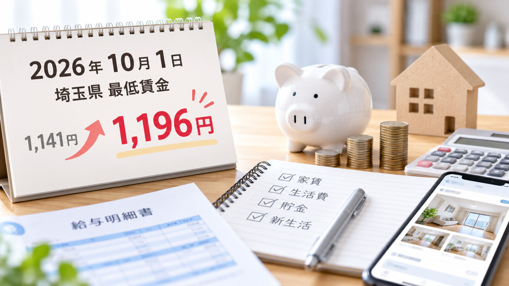 埼玉県の最低賃金が2026年10月1日から1,196円に｜家賃・賃貸審査で確認したいことの画像