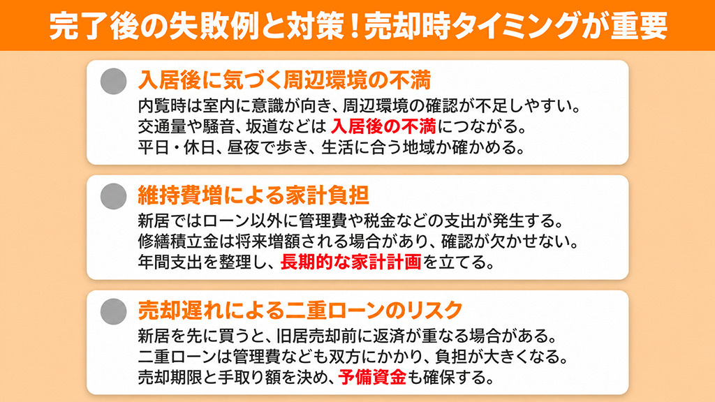 完了後の失敗例と対策！売却時タイミングが重要