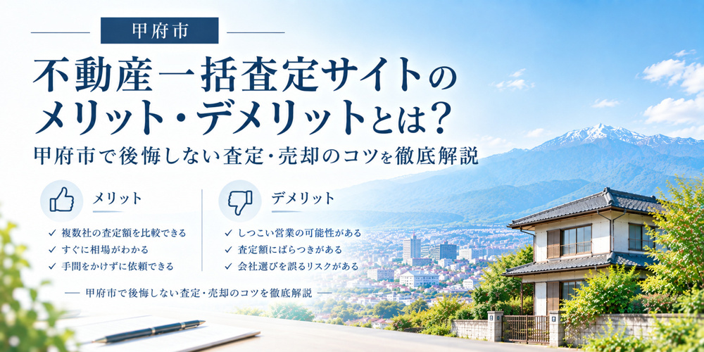 不動産一括査定サイトのメリット・デメリットとは？甲府市で失敗しない売却査定のコツの画像