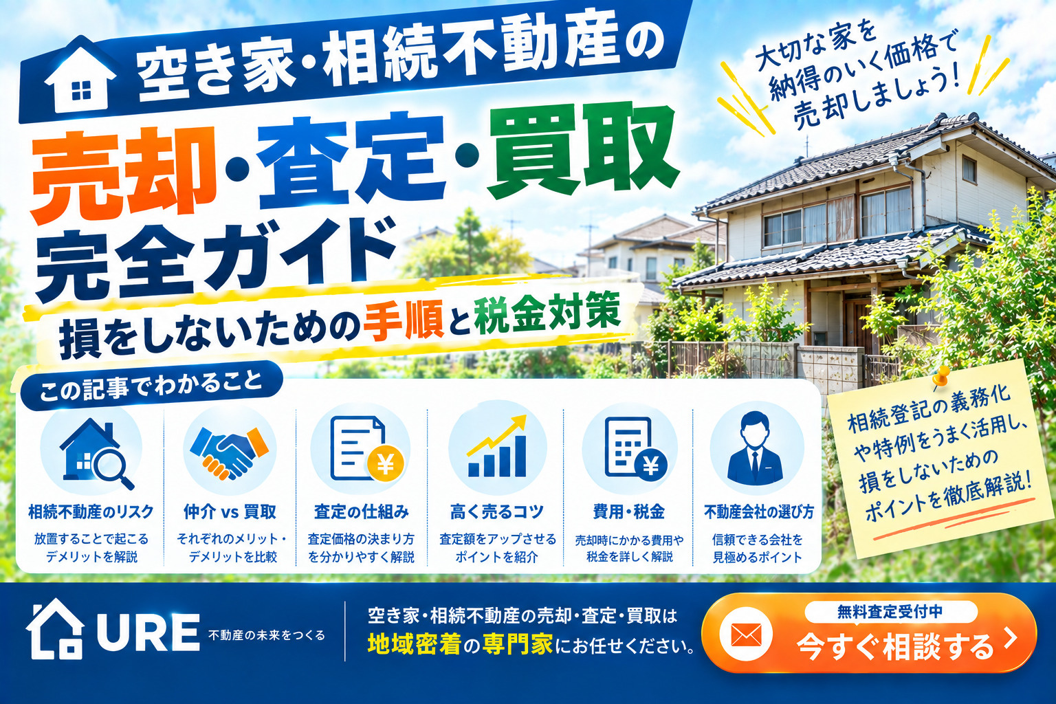 空き家・相続不動産の売却・査定・買取完全ガイド:損をしないための手順と税金対策の画像