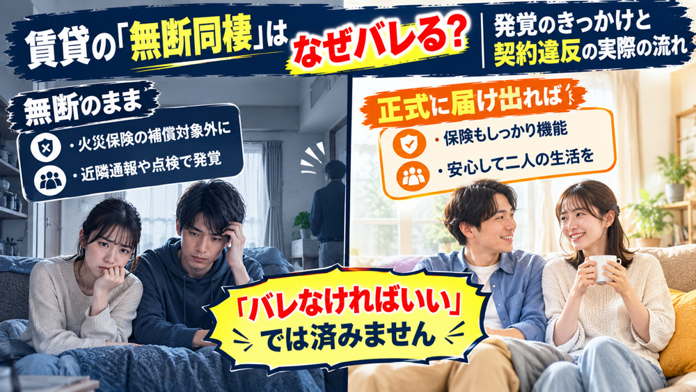 賃貸の「無断同棲」はなぜバレる？発覚のきっかけと契約違反の実際の流れの画像