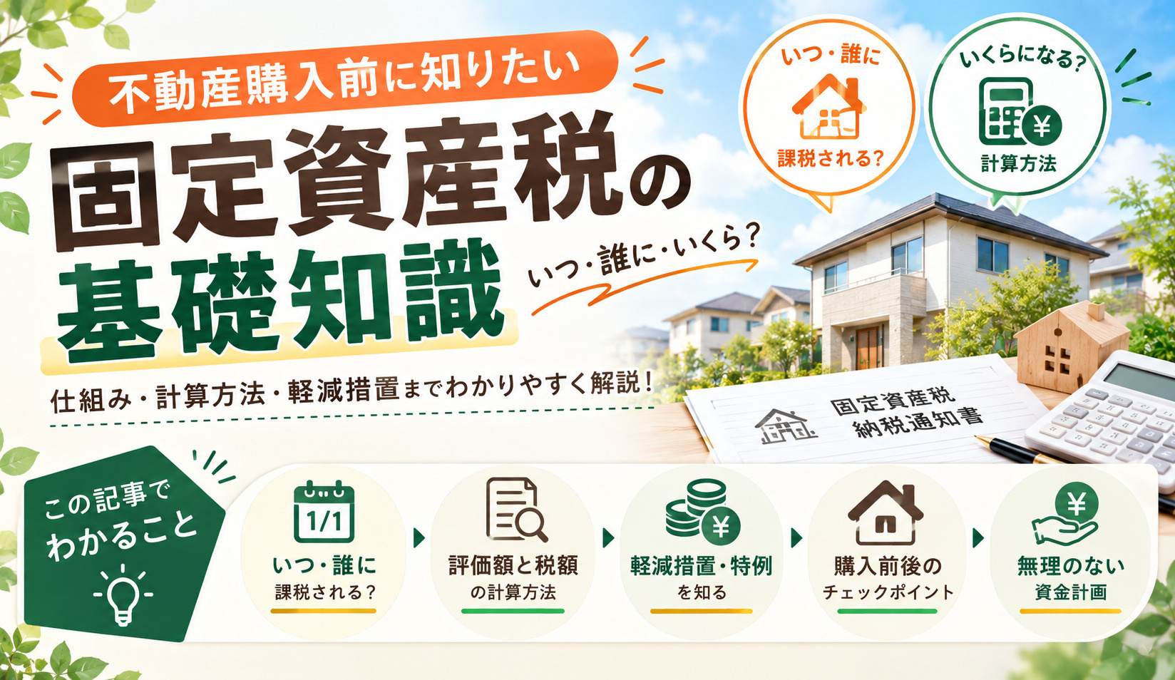 不動産購入前に知りたい、固定資産税の基礎知識|仕組み・計算方法・軽減措置までわかりやすく解説!の画像