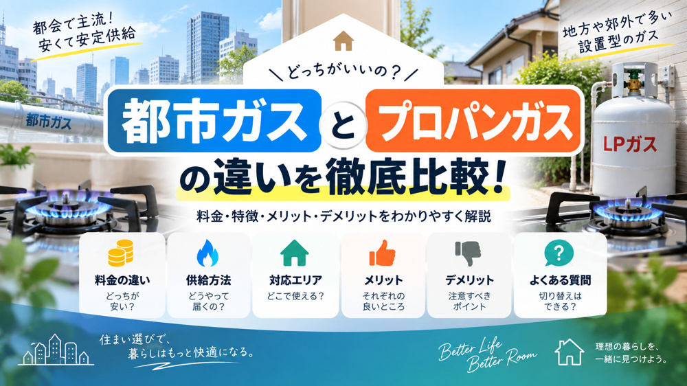 都市ガスとプロパンの違いは賃貸選びで重要？料金やチェックポイントをわかりやすく解説の画像