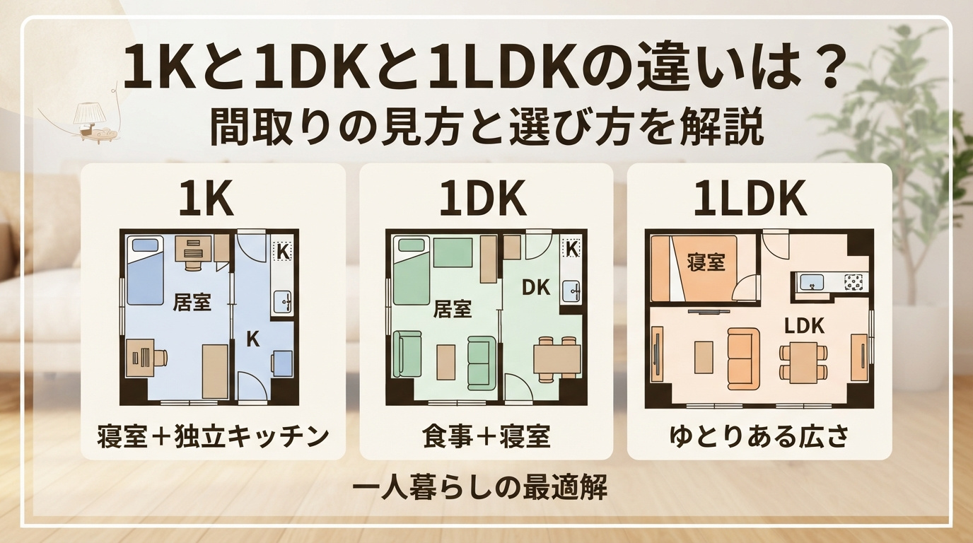1Kと1DKと1LDKの違いは？間取りの見方と選び方を解説の画像