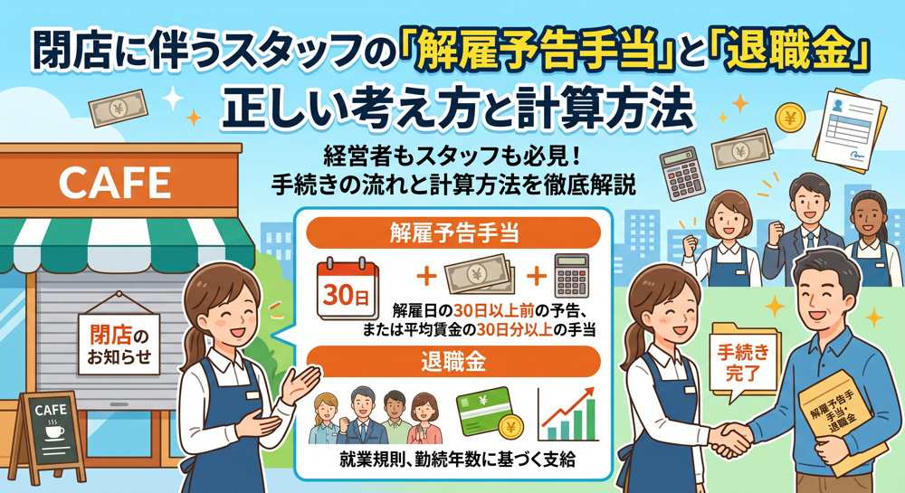 飲食店の閉店「解雇予告手当」と退職金の考え方の画像