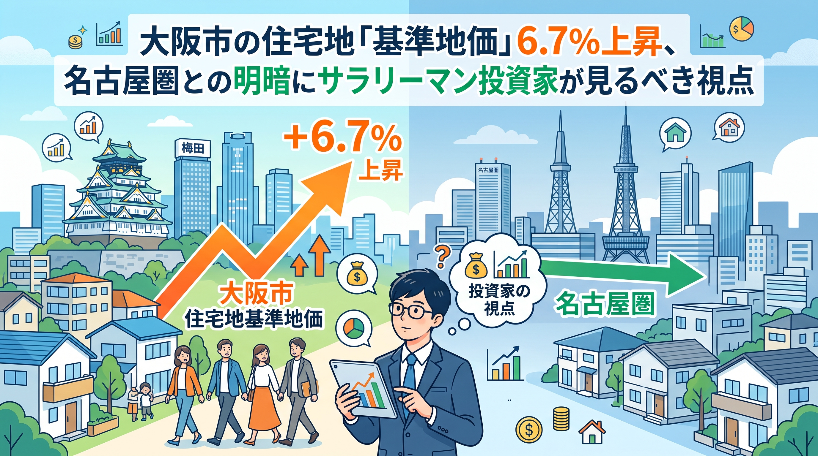 大阪市の基準地価6.7%上昇、投資家が見るべきエリア格差の画像