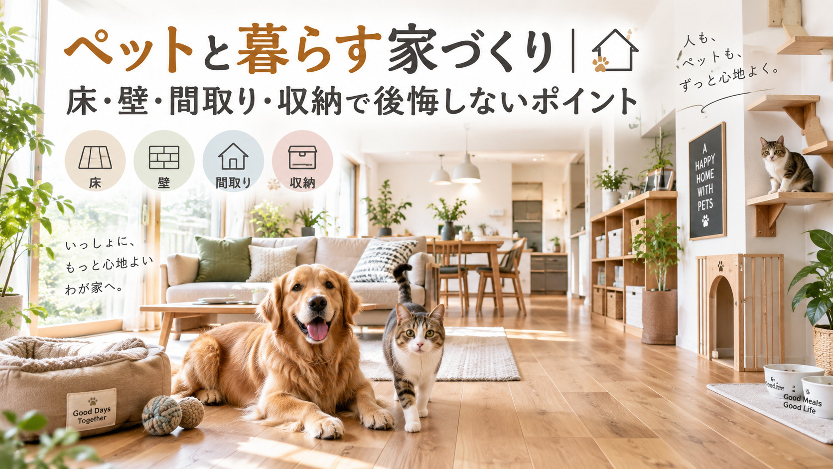 ペットと暮らす家づくり｜床・壁・間取り・収納で後悔しないポイントの画像