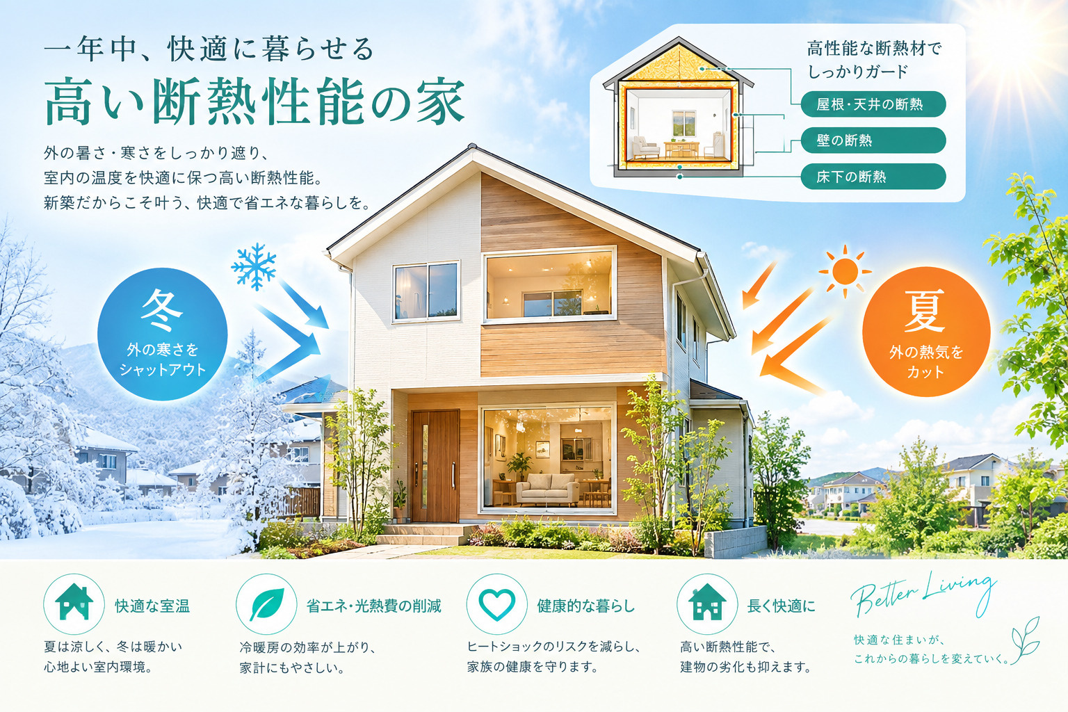 新築一戸建ての断熱性能はUA値とηAC値の両方で確認の画像