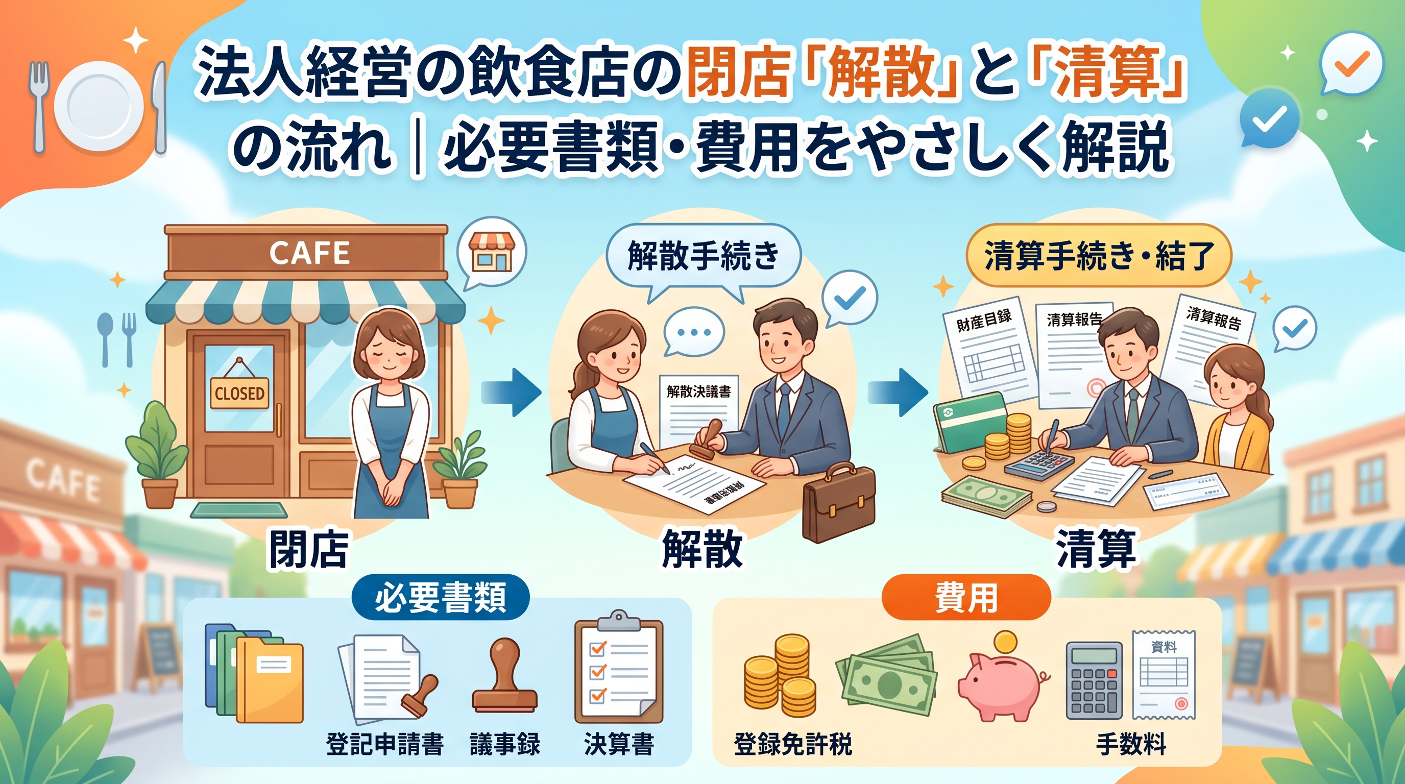 法人飲食店の「解散・清算」完全ガイド|流れと費用の画像