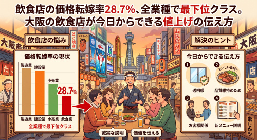 飲食店の価格転嫁率28.7%、全業種最下位クラスの理由と対策の画像