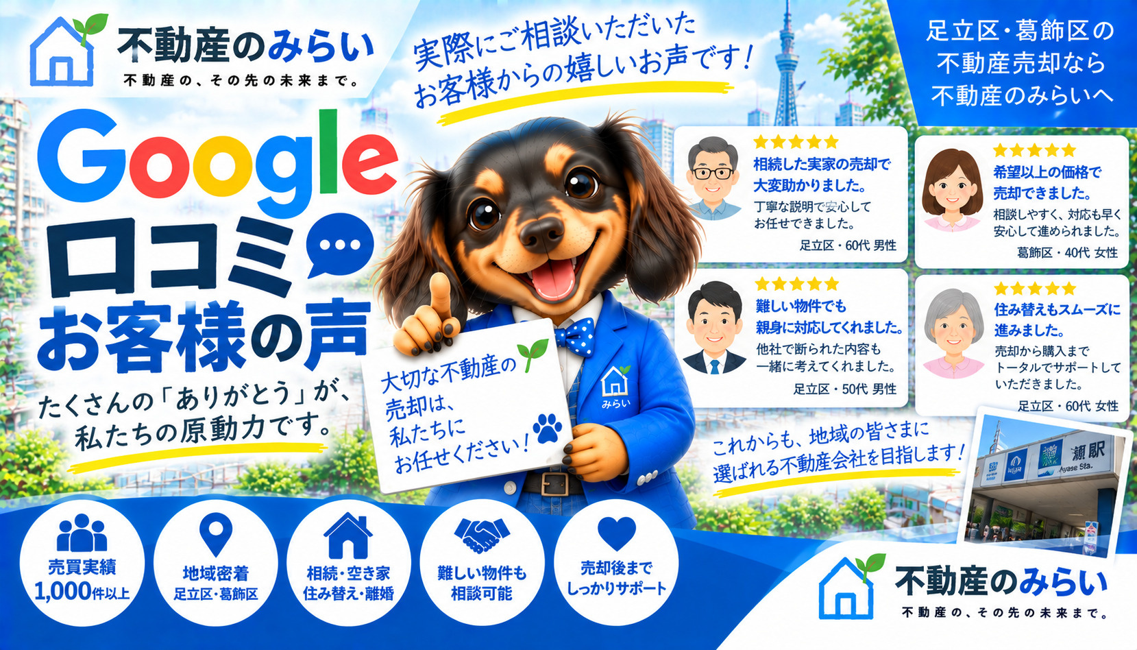 不動産のみらいのGoogle口コミ・お客様の声｜足立区の不動産売却でいただく評価と実際の相談事例の画像