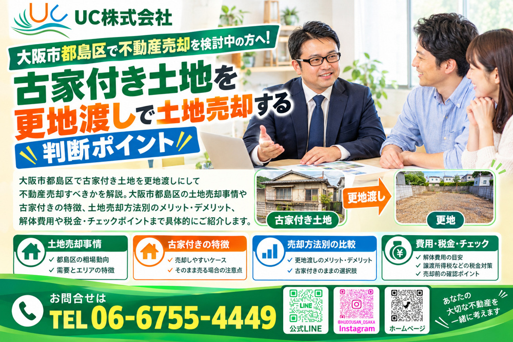 大阪市都島区で不動産売却を検討中の方へ！古家付き土地を更地渡しで土地売却する判断ポイントの画像