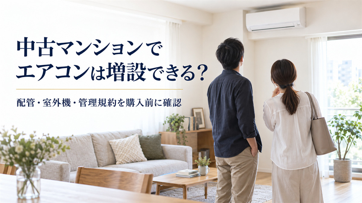 中古マンションでエアコンは増設できる?購入前に確認したい配管・室外機・管理規約の画像