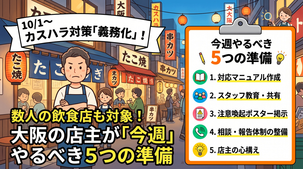 10月1日カスハラ対策義務化、小さな飲食店の準備5つの画像