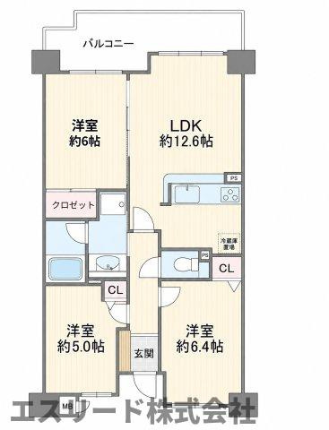 アヴェーレ守口 1002 3LDK 間取り図