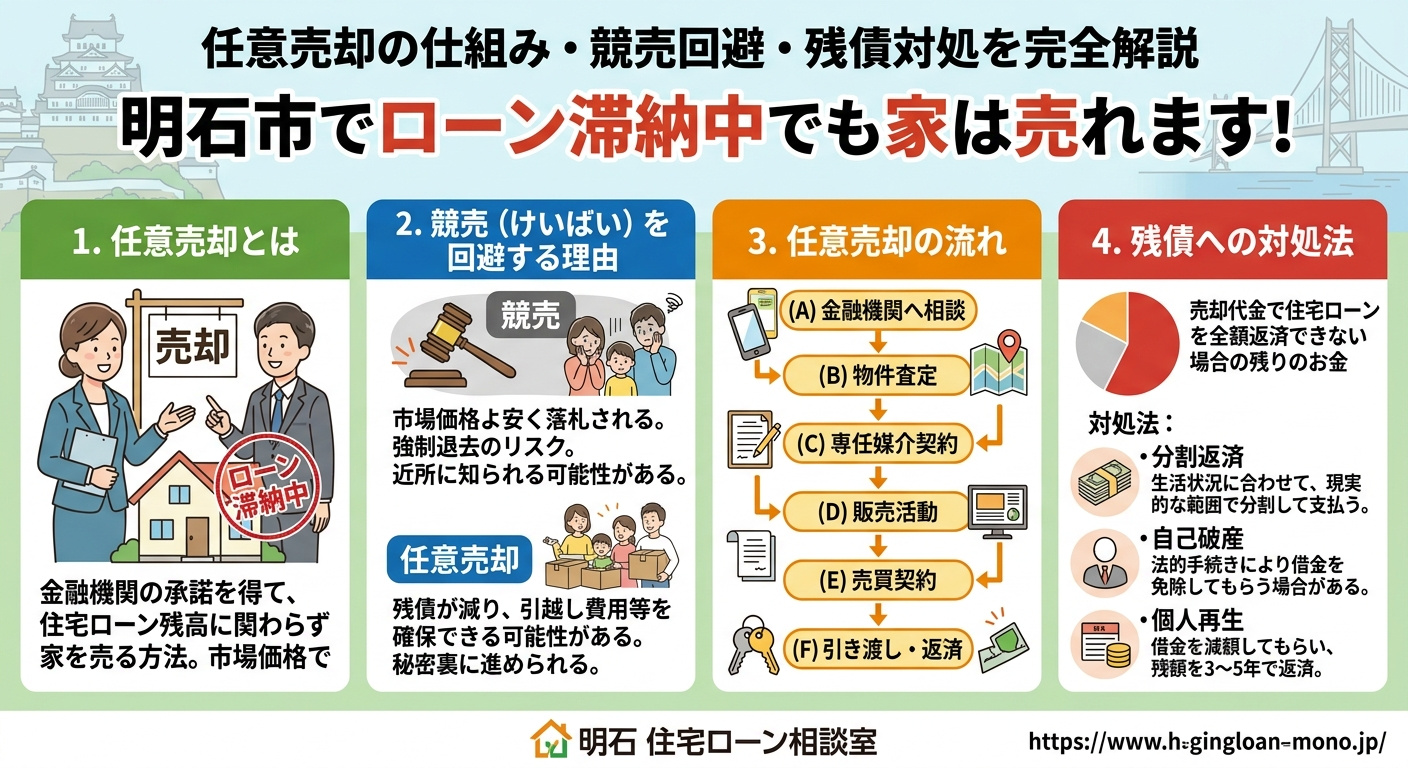 明石市でローン滞納中でも家を売る方法|競売を回避する任意売却の完全ガイドの画像