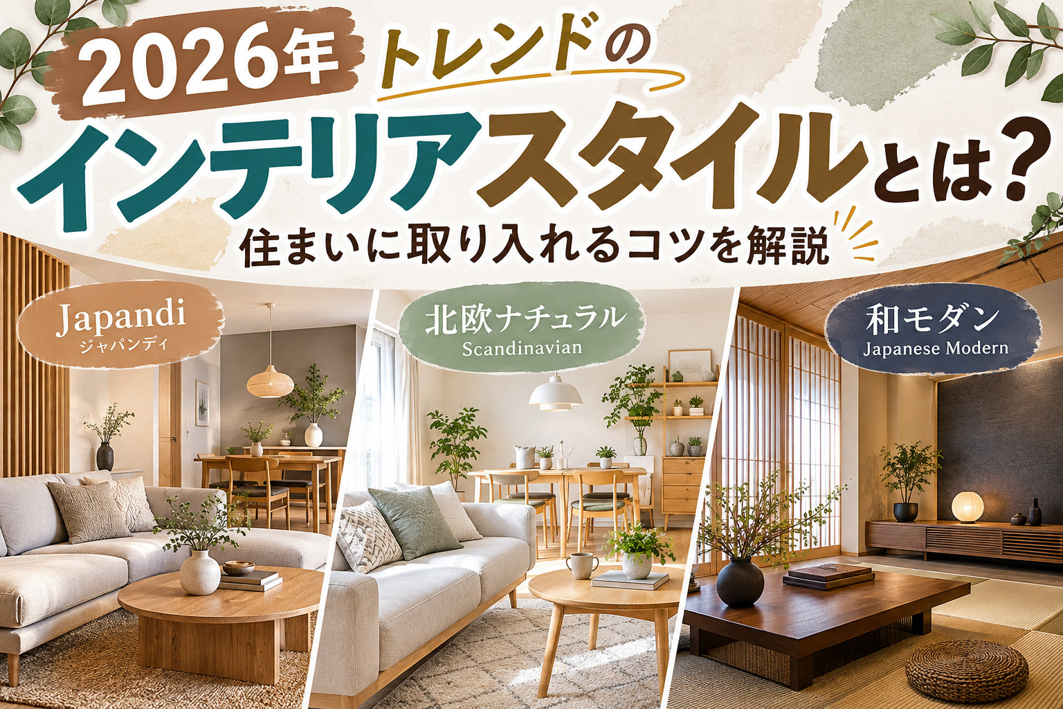 2026年トレンドのインテリアスタイルとは？Japandi．北欧ナチュラル．和モダンを住まいに取り入れるコツの画像