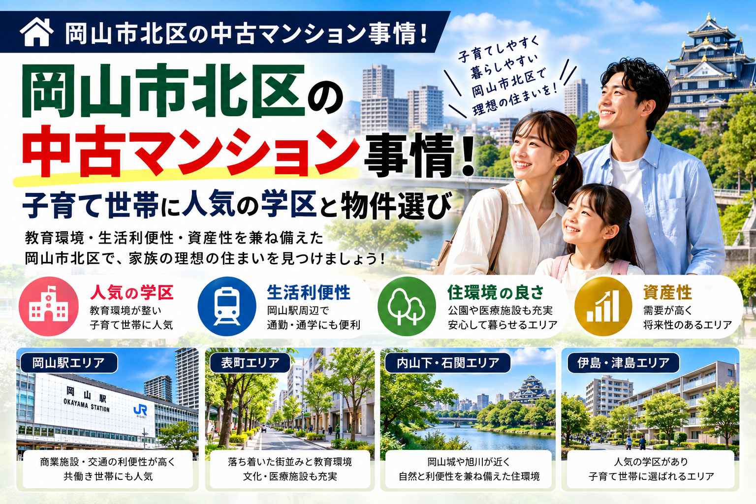 岡山市北区の中古マンション事情！子育て世帯に人気の学区と物件選びの画像