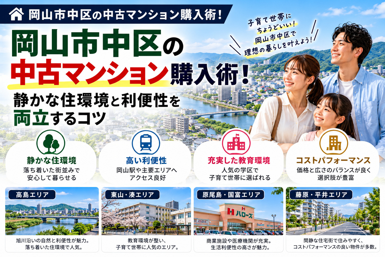 岡山市中区の中古マンション購入術！静かな住環境と利便性を両立するコツの画像