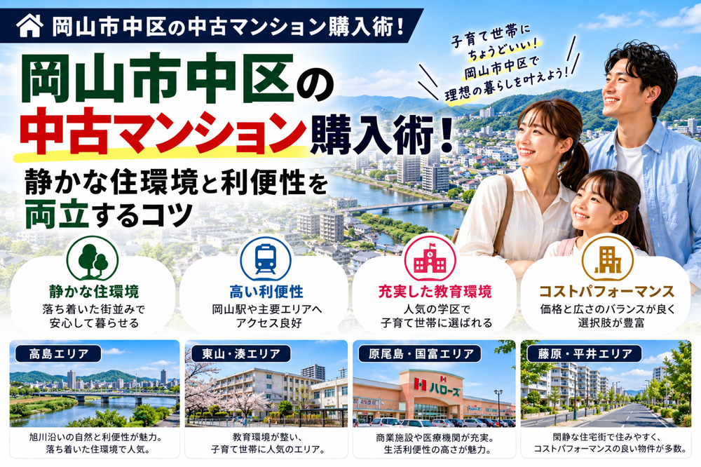 岡山市中区の中古マンション購入術！静かな住環境と利便性を両立するコツの画像