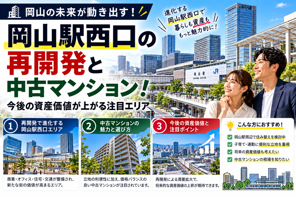 岡山駅西口の再開発と中古マンション！今後の資産価値が上がる注目エリアの画像