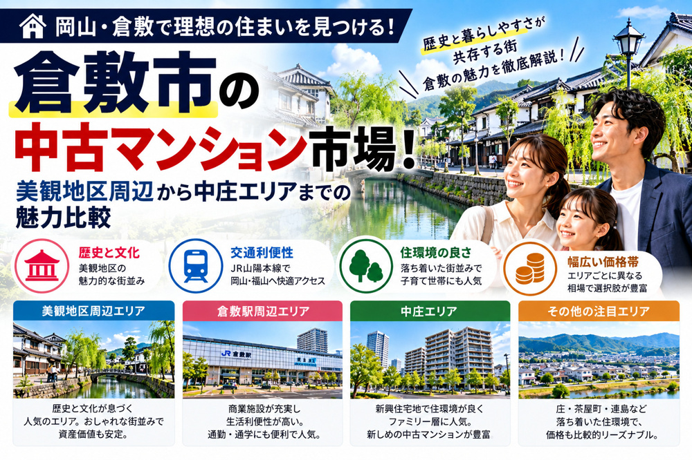 倉敷市の中古マンション市場！美観地区周辺から中庄エリアまでの魅力比較の画像