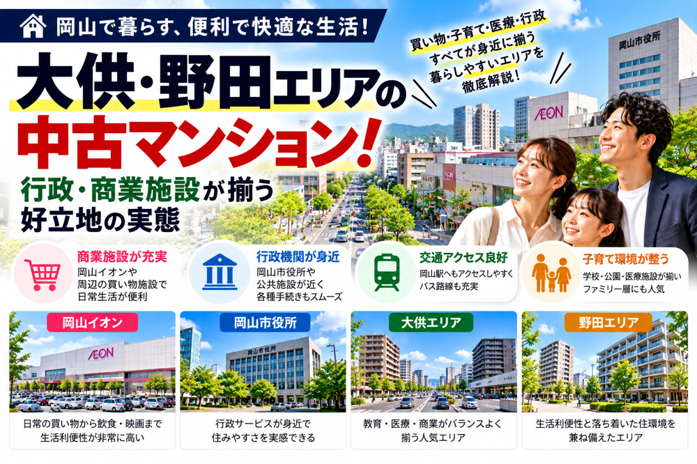 大供・野田エリアの中古マンション！行政・商業施設が揃う好立地の実態の画像