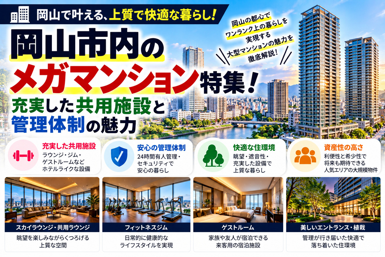岡山市内のメガマンション特集!充実した共用施設と管理体制の魅力の画像