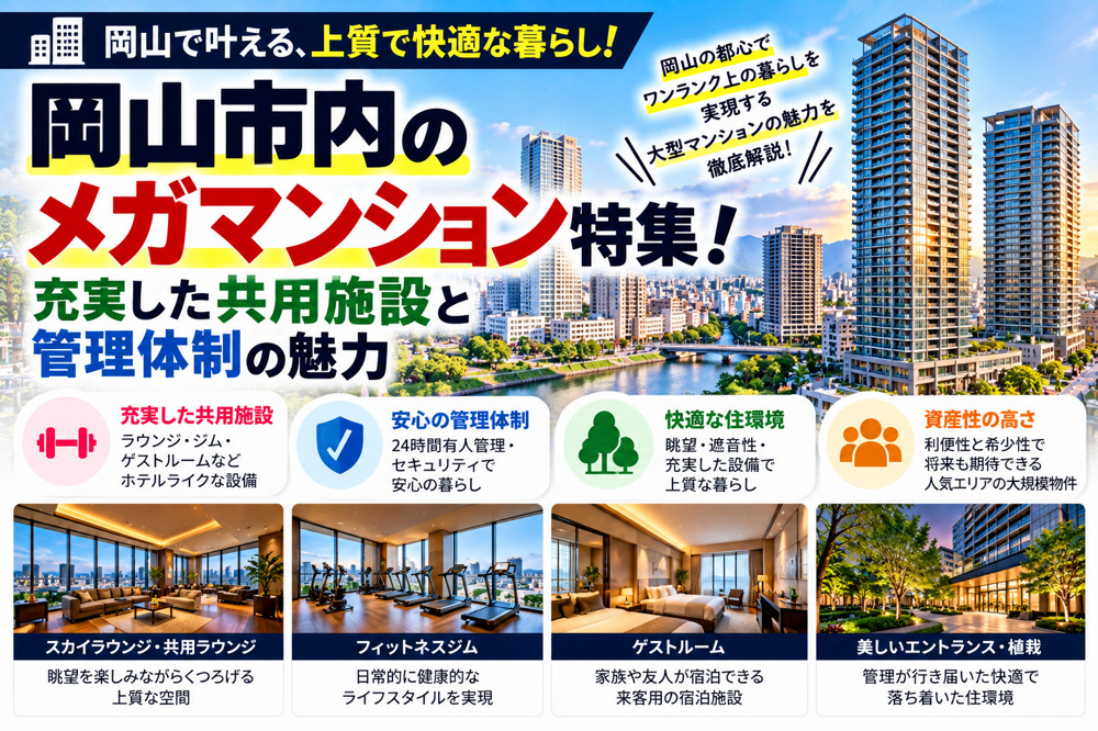 岡山市内のメガマンション特集！充実した共用施設と管理体制の魅力の画像