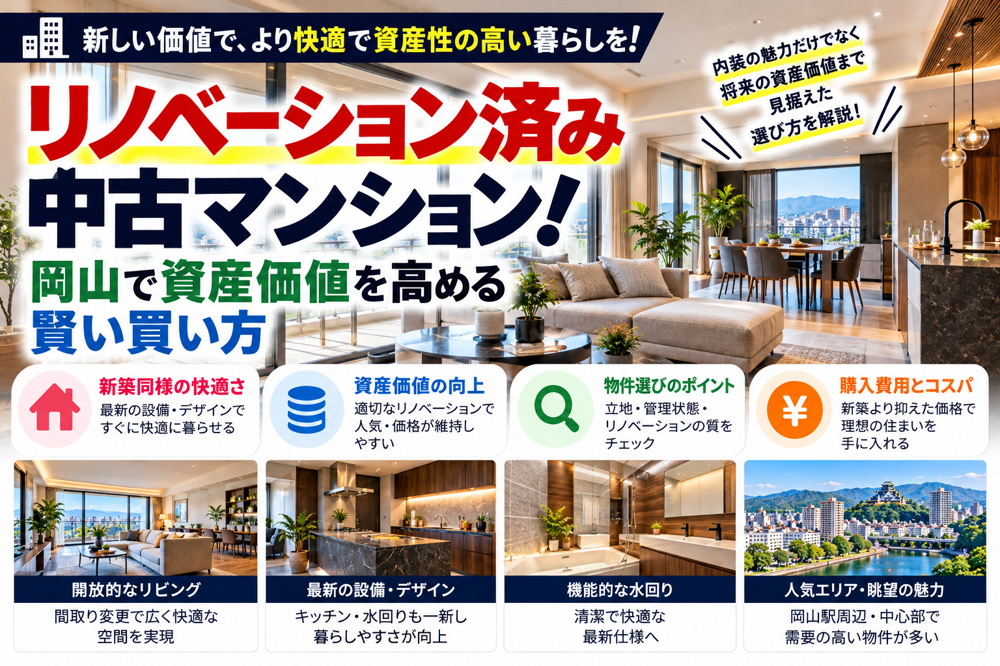 リノベーション済み中古マンション！岡山で資産価値を高める賢い買い方の画像