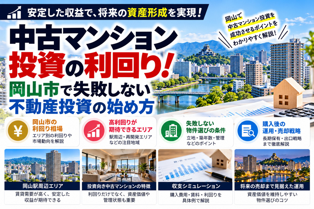 中古マンション投資の利回り！岡山市で失敗しない不動産投資の始め方の画像