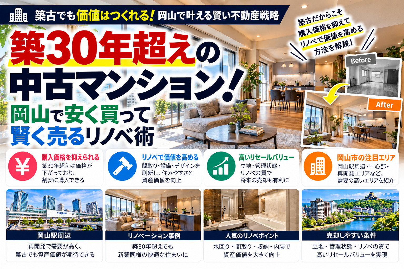 築30年超えの中古マンション！岡山で安く買って賢く売るリノベ術の画像