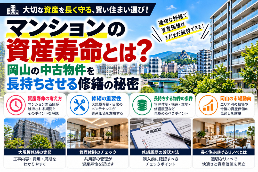 マンションの資産寿命とは？岡山の中古物件を長持ちさせる修繕の秘密の画像