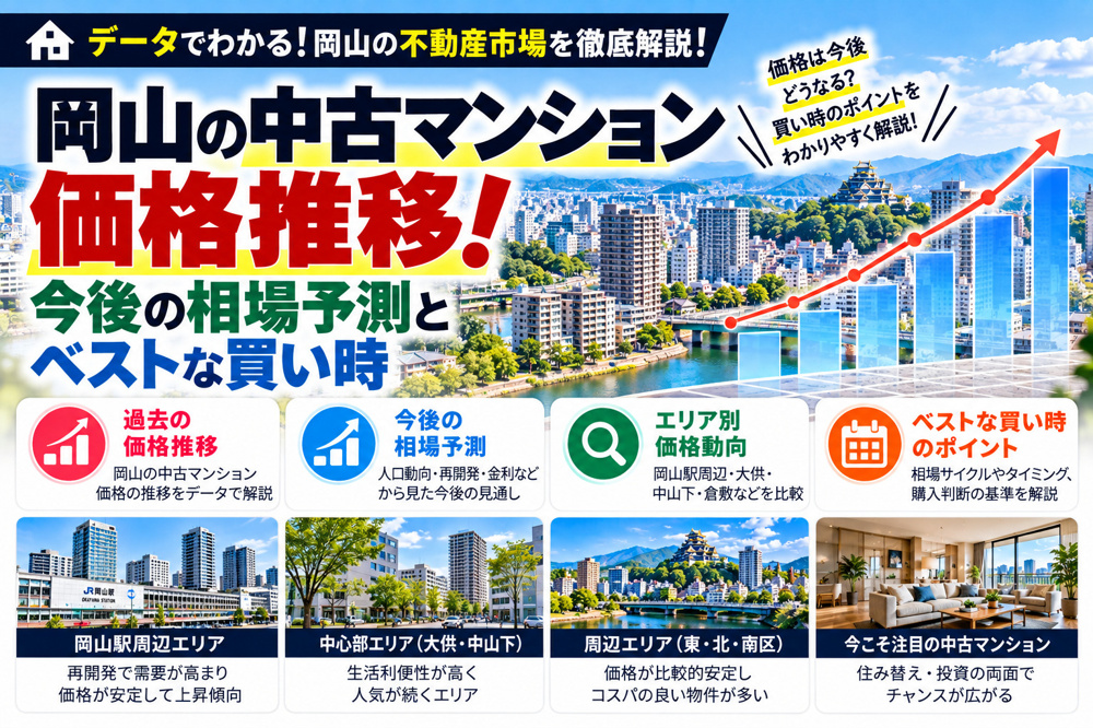 岡山の中古マンション価格推移！今後の相場予測とベストな買い時の画像