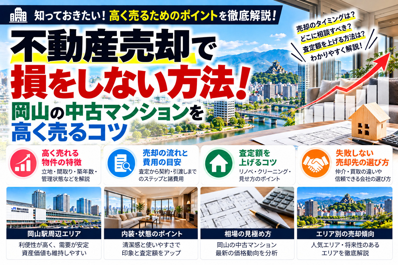 不動産売却で損をしない方法!岡山の中古マンションを高く売るコツの画像