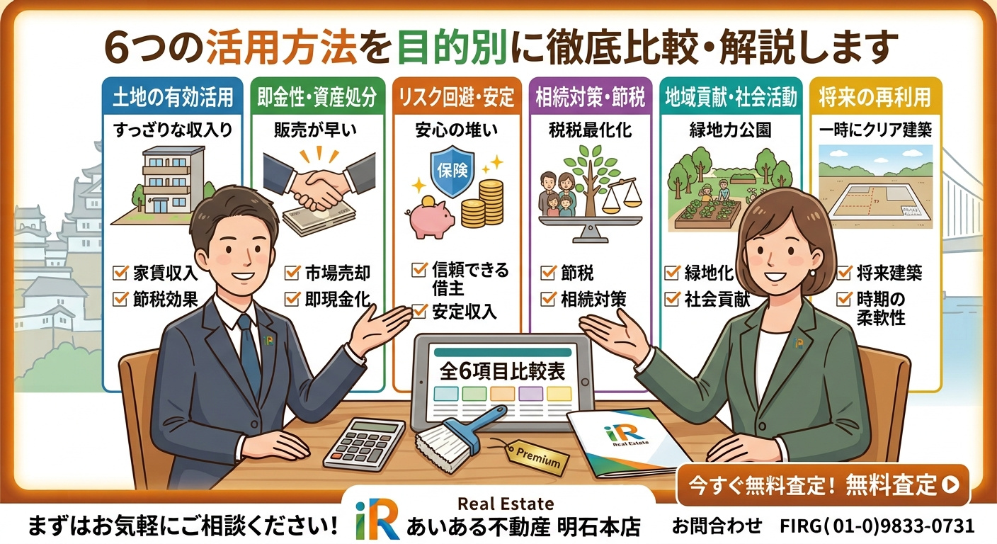 明石市の土地活用方法6選|駐車場・アパート・売却など目的別に徹底比較の画像