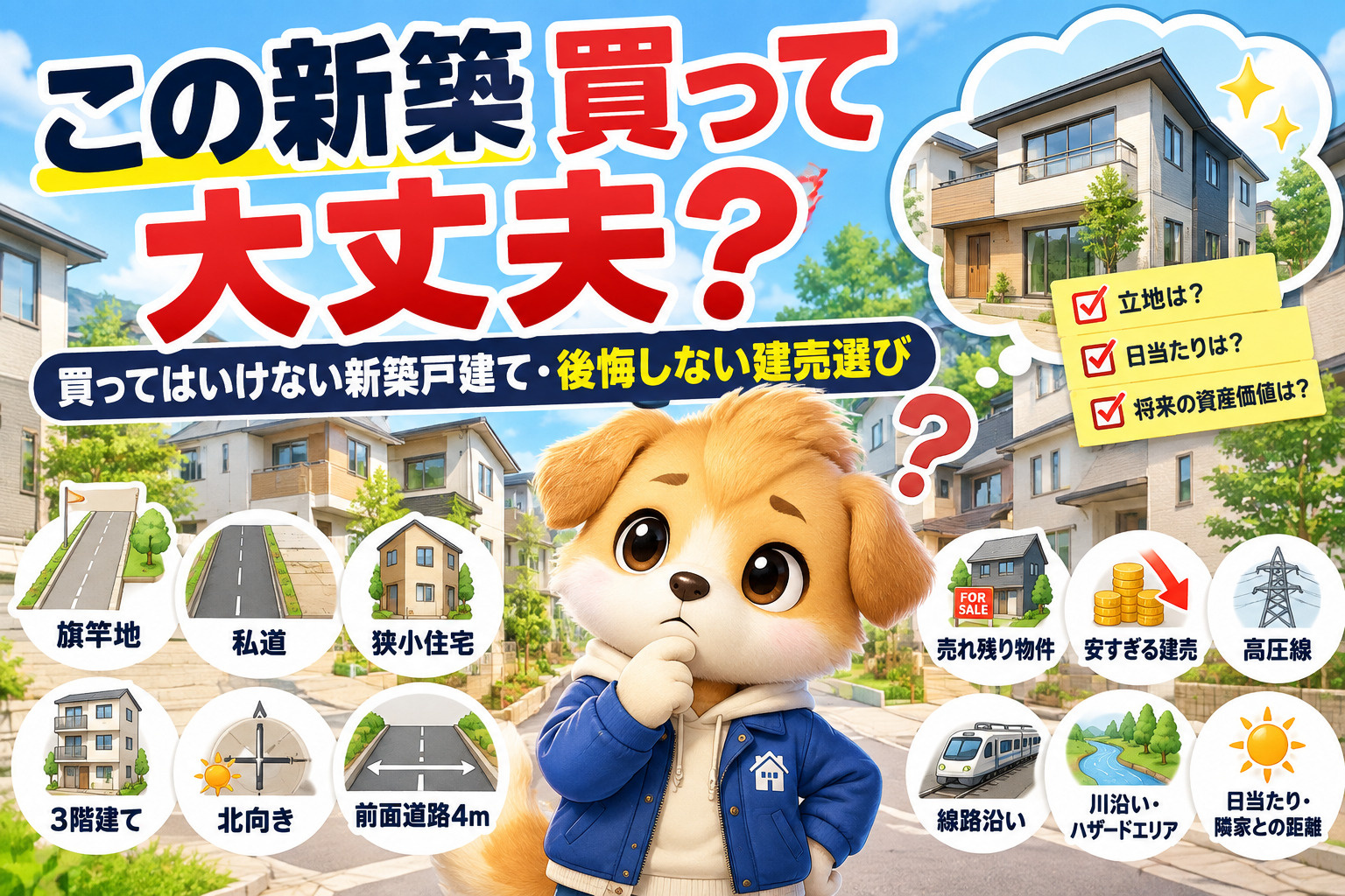 買ってはいけない新築戸建てと後悔しない建売住宅の選び方を解説するオヤスク.comのみらい君